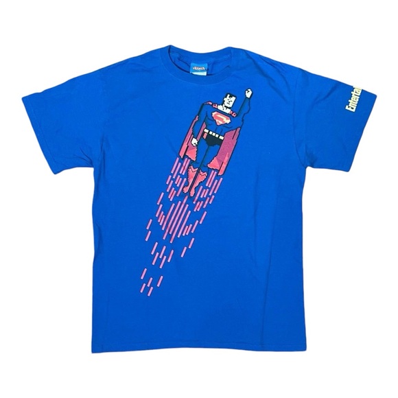 Dc comics SUPERMAN 8-bit logo blue shirt - Picture 1 of 7